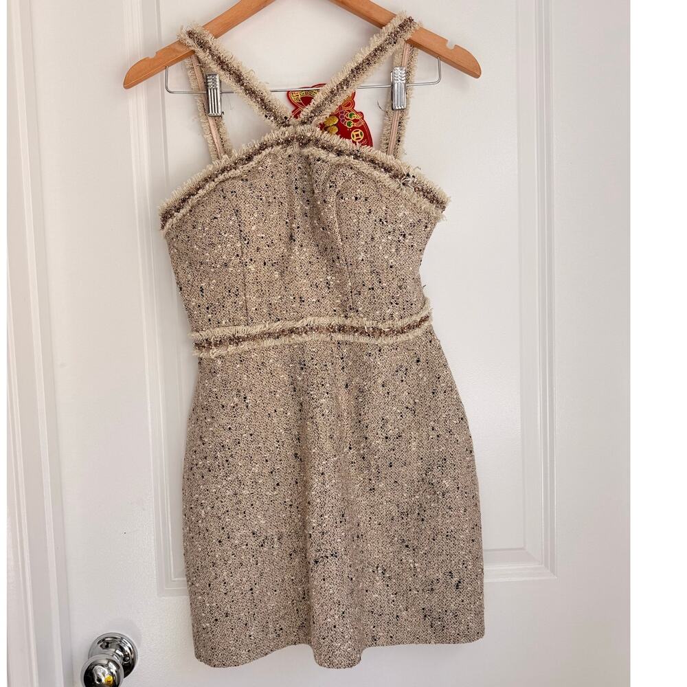 LA REINE Halter‎ Neck Tweed Mini Dress Medium Wedding Guest Formal